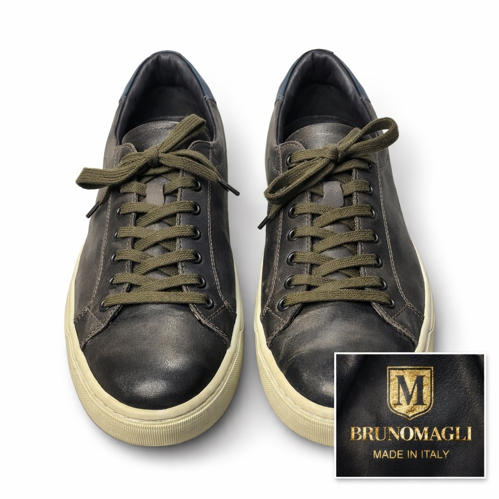 🖤 Brunomagli Westy Leather Sneakers Made in Italy Size 12